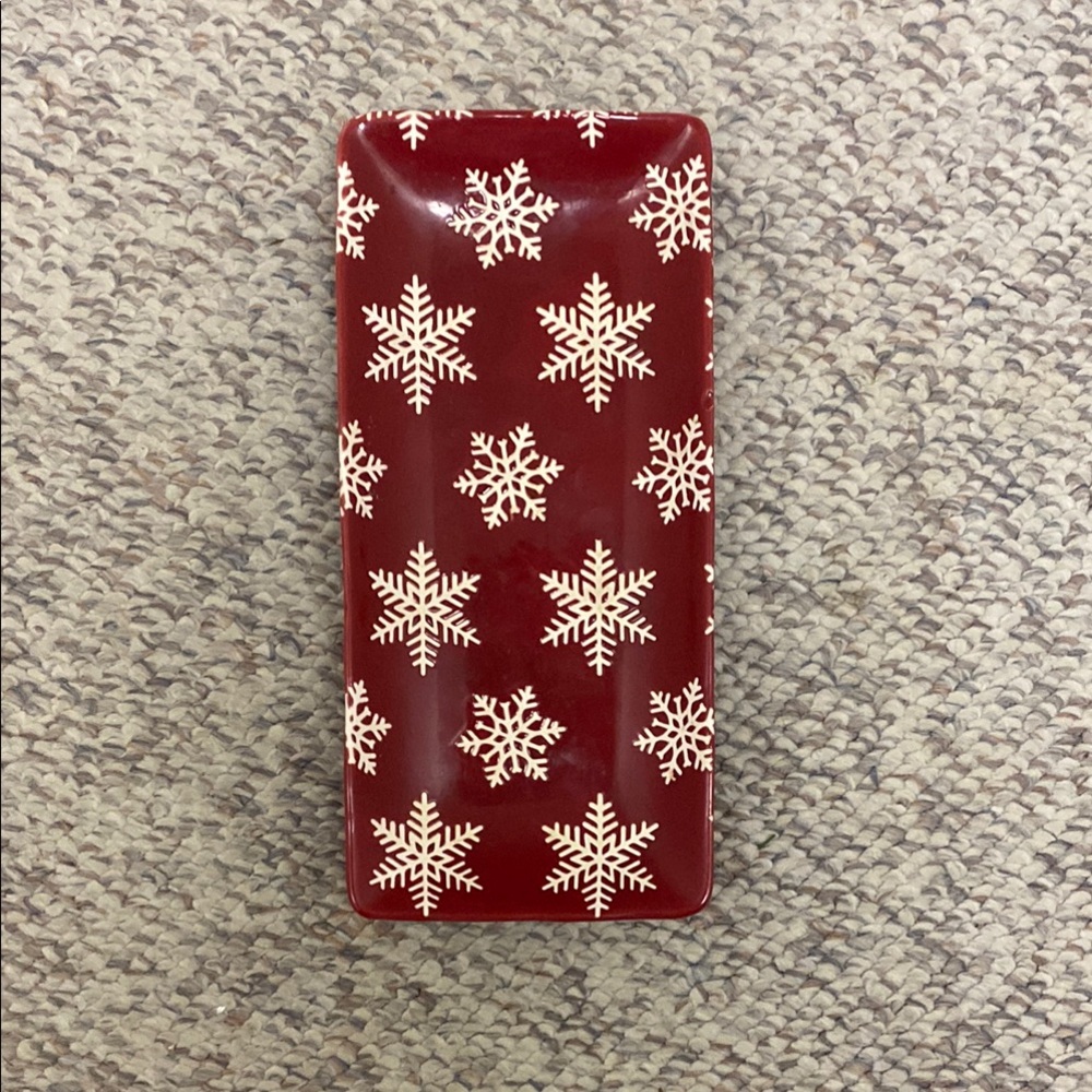 Red Snowflake Rectangular Plate - Picture 6 of 6